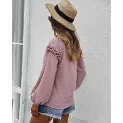 J+j Pink Ruffle Detail Button Down Blouse