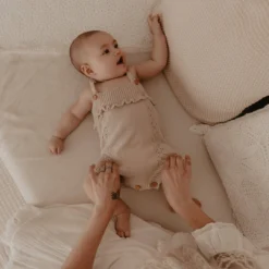 Kute Cuddles Knits Taupe Scalloped Knit Romper