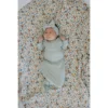 Mebie Baby Sage Organic Cotton Ribbed Knotted Gown