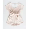 Bailey's Blossoms Overalls + Rompers Tan + White Stripe Tie Romper