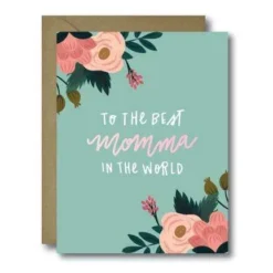 Black Lab Studio Party Time Floral Best Momma In The World Greeting Card