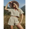 J+j Sets Light Beige Shirt + Shorts Set
