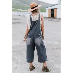 J+j Black Slouchy Denim Overalls