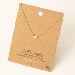 Fame Accessories Mini Smiley Face Charm Necklace Necklaces