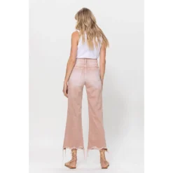 J+j Soft Pink Cropped Flare Jeans