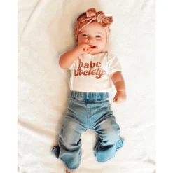 Bailey's Blossoms Light Wash Blue Denim Bell Bottoms