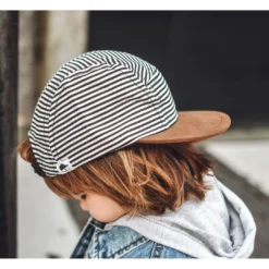 George Hats Black + White Stripe Panel Trucker Hat