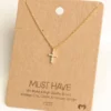 Fame Accessories Studded Cross Necklace Necklaces