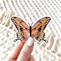 Elyse Breanne Designs Clear Pink Swallowtail Butterfly Sticker Paper Goods
