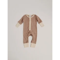 Orcas Lucille Overalls + Rompers Taupe + Cream Waffle Romper