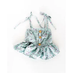 Bailey's Blossoms Turquoise Floral Peplum Tie Top