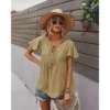 J+j Tops Beige Tie Neck Flowy Sleeve Blouse