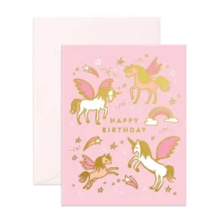 Fox + Fallow Party Time Happy Birthday Unicorns Greeting Card