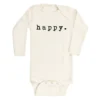 Tenth + Pine Happy Black + Natural Organic Long Sleeve Onesie