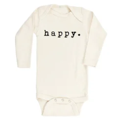 Tenth + Pine Happy Black + Natural Organic Long Sleeve Onesie