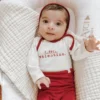 Tenth + Pine Bodysuits Little Valentine Red + Natural Organic Long Sleeve Onesie