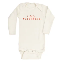 Tenth + Pine Bodysuits Little Valentine Red + Natural Organic Long Sleeve Onesie