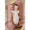 Mebie Baby Preemie + Newborn Vanilla Organic Cotton Ribbed Knotted Gown