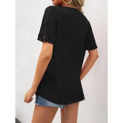 J+j Black V Neck Lace Detail Blouse
