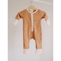 Orcas Lucille Caramel + Cream Waffle Romper Overalls + Rompers
