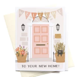 Onderkast Welcome To Your New Home Door Greeting Card Party Time