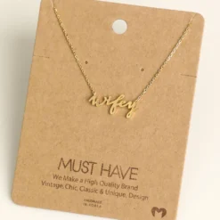 Fame Accessories Gold Wifey Necklace