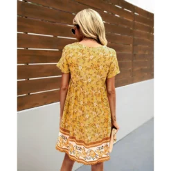 J+j Yellow Floral Boho Dress